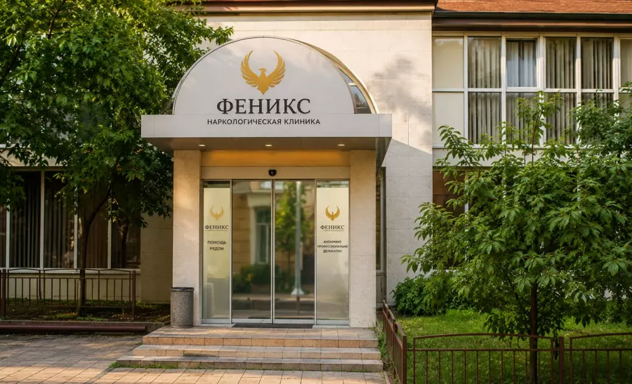 Вход в наркологическую клинику «Феникс» в Новоаннинском